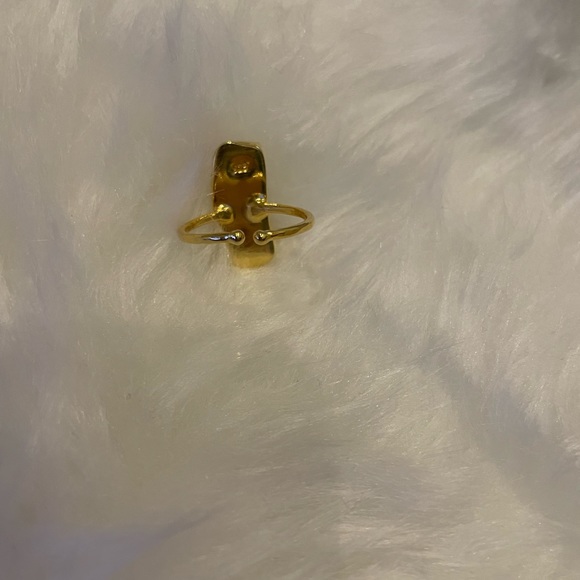 925 Sterling Silver with gold plated Baroque Pearl adjustable statement ring - Picture 5 of 7